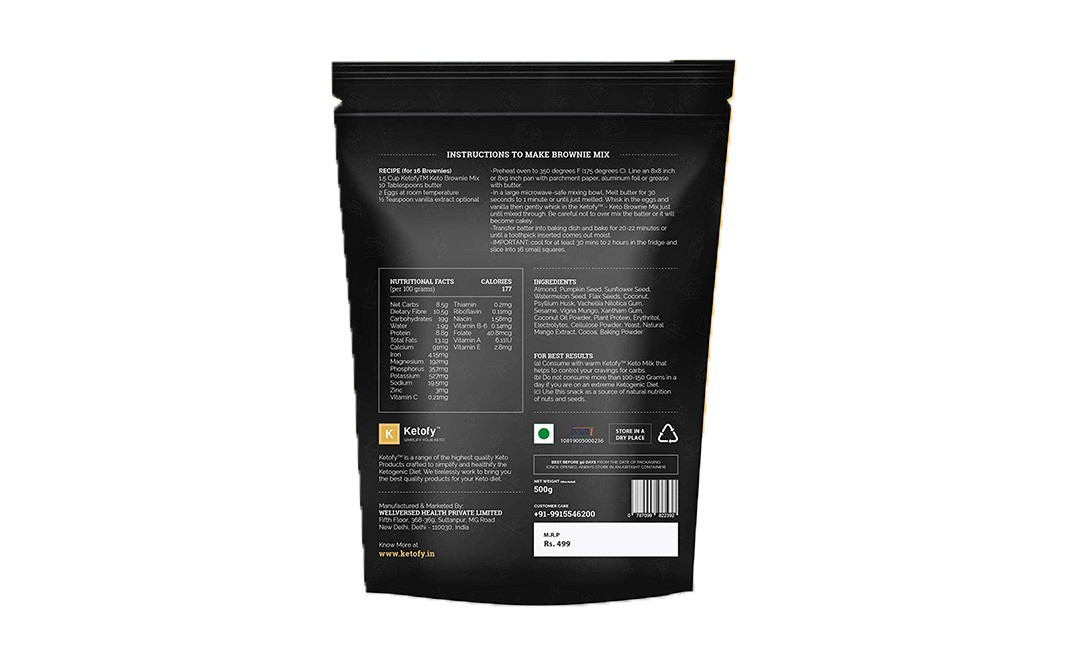 Ketofy Keto Brownie Mix    Pack  500 grams